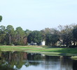 The 18th is a dramatic finishing hole featuring water to the left of the fairway and in front of the green.