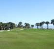 Palmetto Dunes' Oceanfront Course's signature 10th hole is bordered by the ocean beyond the green.