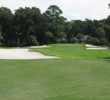 The 18th fairway on the Fazio course at Palmetto Dunes Oceanfront Resort gives up half its space to sand bunkers, which form hazards from tee to green on the short par 4.