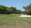 The par-4 fourth hole on the Dye course at Colleton River Plantation veers right just past a waste bunker. 