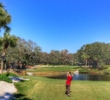 Teeing off on the 16th hole of the Atlantic Dunes golf course at The Sea Pines Resort, a par-4 dogleg right.