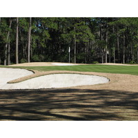 Oyster Reef Golf Club's third hole sits amid a ring of bunkers. Fortunately, it's a large green. 
