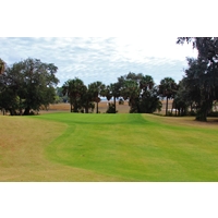 The sixth green at Old South Golf Links introduces the Intracoastal Waterway. 