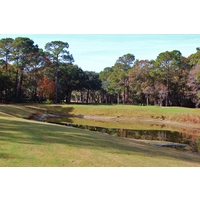 Ponds make the par-3 eighth hole at the Golden Bear Golf Club at Indigo Run treacherous. 