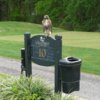 A view of tee #10 sign and a bird visitor at Oyster Reef Golf Course